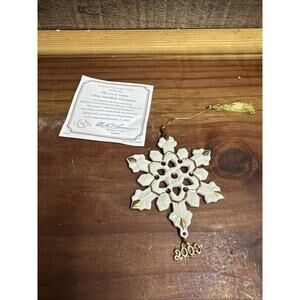 2003 Lenox Snowflake Christmas Tree Ornament Purple Jeweled Fine Porcelain